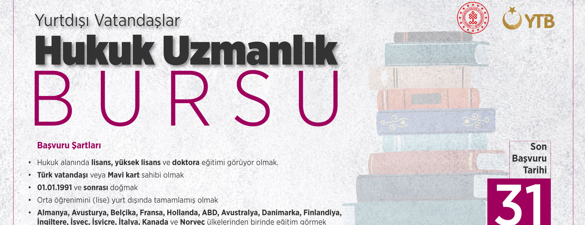 YTB, yurt dışında hukuk okuyan Türk öğrencilere burs imkanı