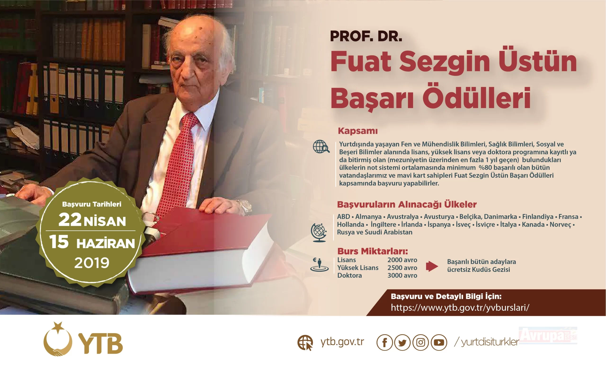   YURTDIŞI VATANDAŞLAR FUAT SEZGİN ÜSTÜN BAŞARI ÖDÜLLERİ PROGRAMI  