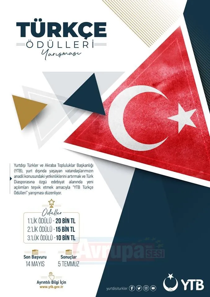Türkçe Ödülleri Yarışması Yurt dışında yaşayan vatandaşlarımızın anadil konusundaki yetkinliklerini