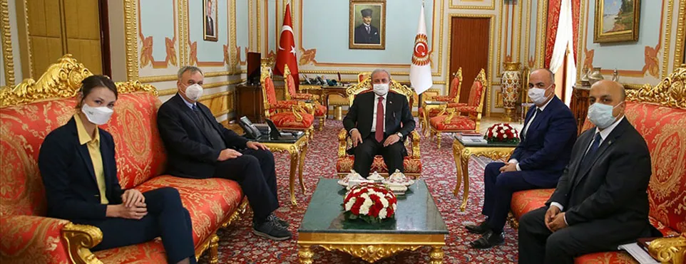TBMM Başkanı Şentop, Almanya'nın Ankara Büyükelçisi Schulz'u kabulünde, Doğu Akdeniz
