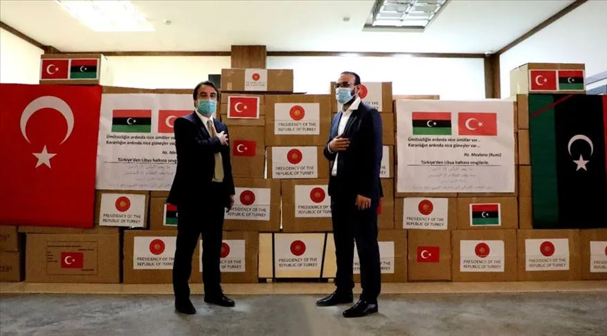 Türkiye'nin Kovid-19 salgınıyla mücadele amacıyla Libya'ya gönderdiği sağlık malzemeleri, Trablus