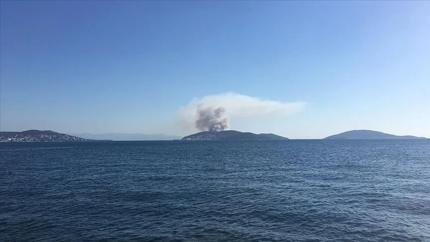 Heybeliada'da ormanlık alanda iki farklı noktada çıkan yangına itfaiye ekipleri