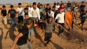 İsrail askerlerinin abluka altındaki Gazze Şeridi'nde düzenlenen "Büyük Dönüş Yürüyüşü"