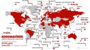 Çin'in Wuhan kentinde ortaya çıkan koronavirüsün dünya genelinde bulaştığı kişi